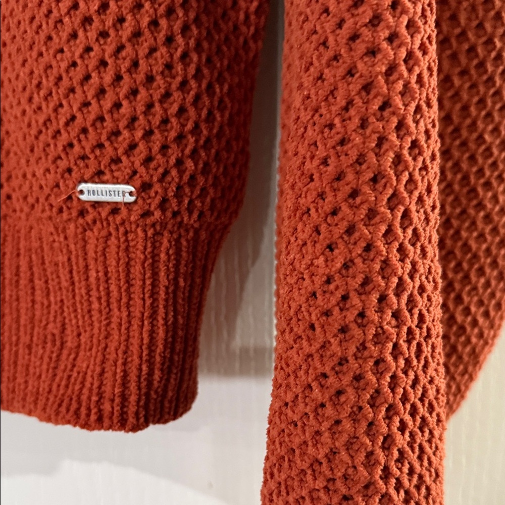 Hollister Chunky Knit Mock Neck Sweater Orange Size Medium - Picture 3 of 5